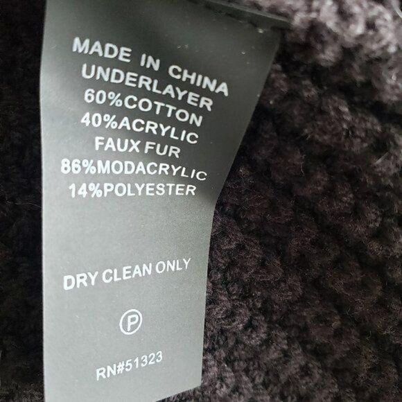 Women's Faux Fur Vest Black and White Sweater Cardigan Vince Camuto Small NWOT - Picture 9 of 9